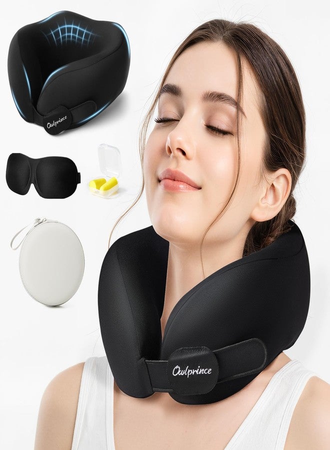 Owlprince Neck Pillow for Traveling, Travel Neck Pillow for Airplane 100% Pure Memory Foam Neck Support Ergonomic Stowable Design, Sleeping Essentials for Long Flight Suitable for Offices, Cars - Image 1