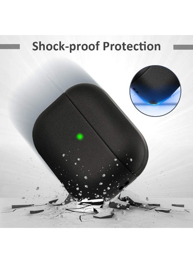 Cover Compatible with Airpods Pro 2 Case, Leather Texture Full-Body Protective Case Cover Compatible with Airpods Pro 2, Wireless Charging and Front LED Visible (Black) - Image 4