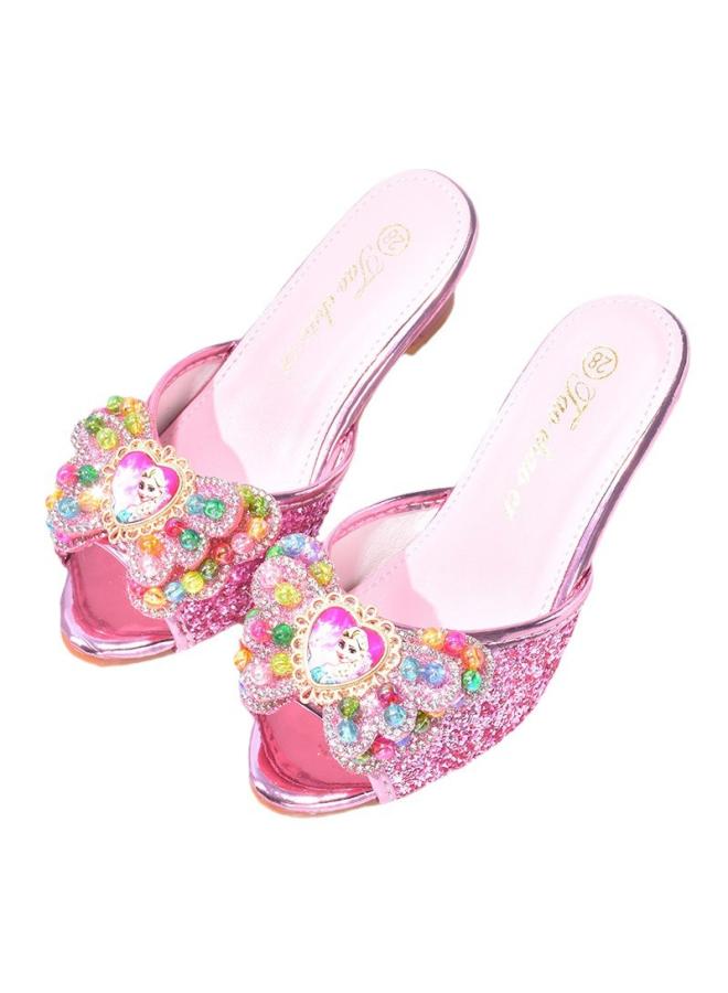 Summer Children's High-heeled Sandals Girls Elsa Princess Slippers Cute Cartoon Small Children's Baby Flash Diamond Crystal Shoes - Image 5