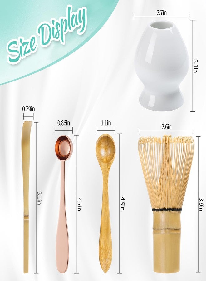 ZENRC Modern Matcha Whisk Set - Bamboo Chasen - Rose Golden Stainless Steel Spoon - Bamboo Chashaku (Scoop) - Perfect Matcha Kit for Matcha at home (Whisk and stainless steel spoons and chashaku) - Image 5