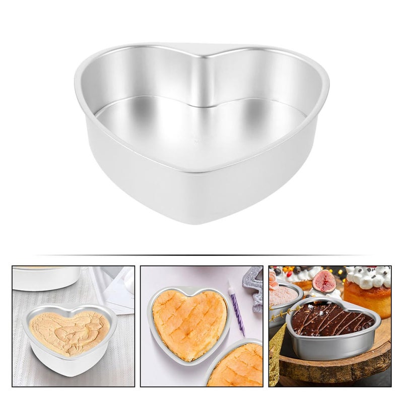 4 Inch Heart Cake Pan With Removable Bottom Aluminum Alloy Baking Mold For Dessert Making - Image 4