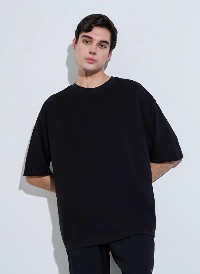 Styli Men Oversized Back Digital Print Cotton Terry T-Shirt