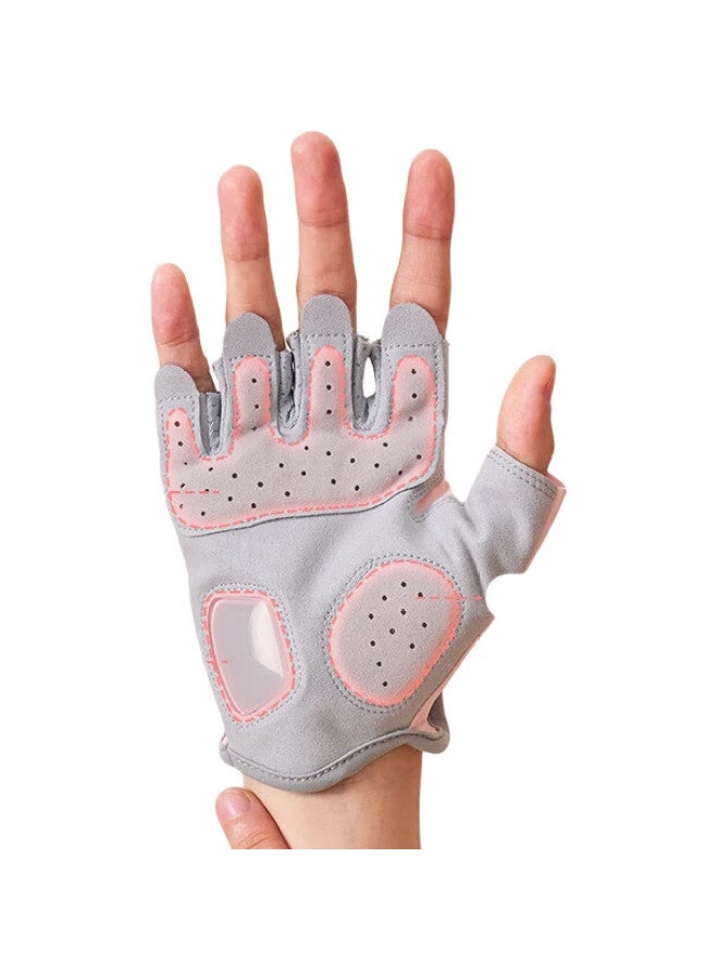 JD.com Jingzao Fitness Gloves For Exercise, Pull-Ups, Single Bar, Cycling, Weightlifting, Non-Slip Half-Finger Gloves For Women, Pink-Gray, Size M - Image 2