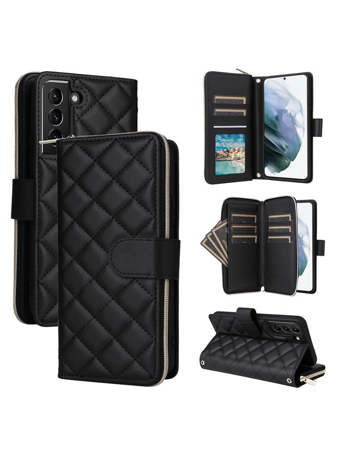 S-TOP Case For Samsung Galaxy S21+ 5G Crossbody Rhombic Zipper Tower Buckle Leather Phone Case with Lanyard - Image 1