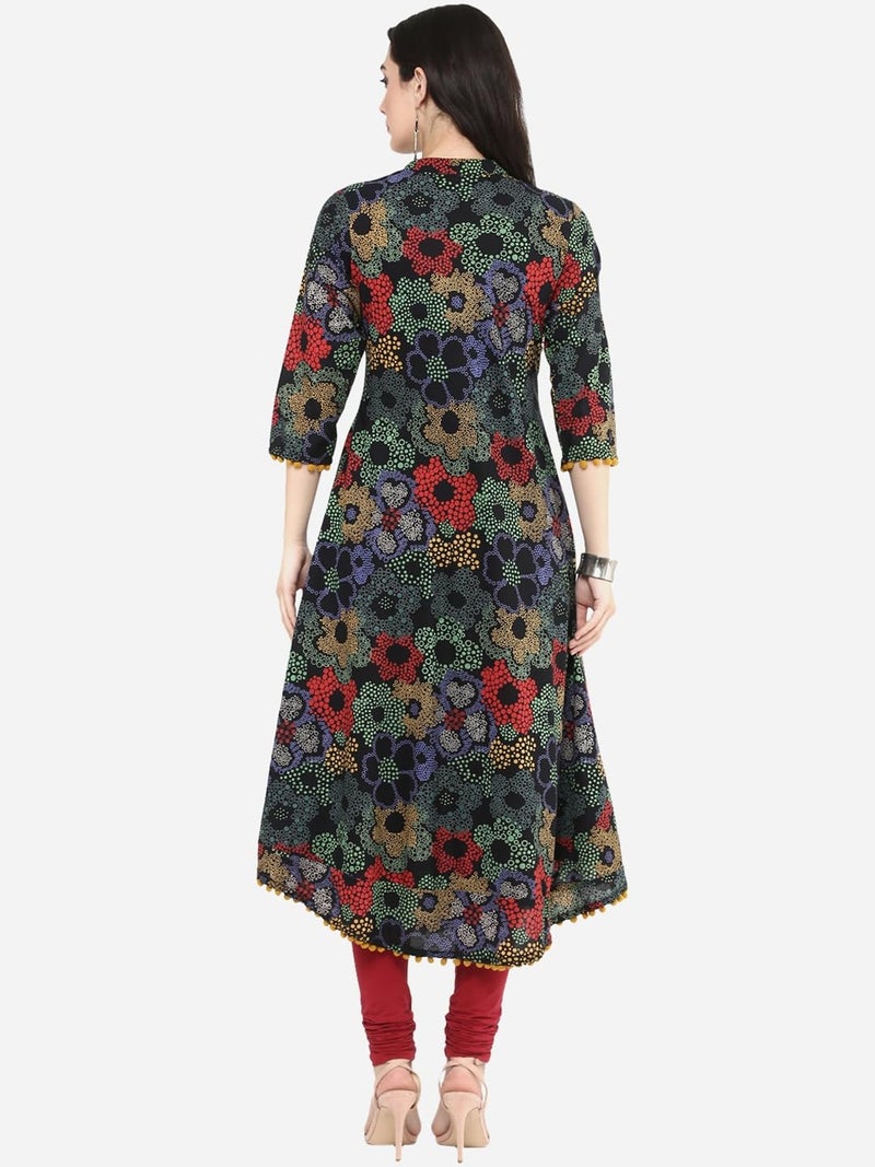 Yash Gallery Women's Cotton Printed Regular Fit Anarkali Kurta For Women (275Yk146Multi_Multi_X-Large) Multicolour - Image 4