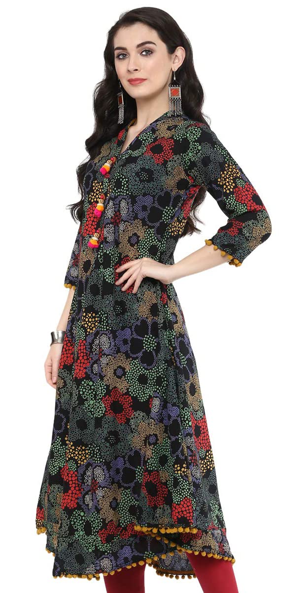 Yash Gallery Women's Cotton Printed Regular Fit Anarkali Kurta For Women (275Yk146Multi_Multi_X-Large) Multicolour - Image 3