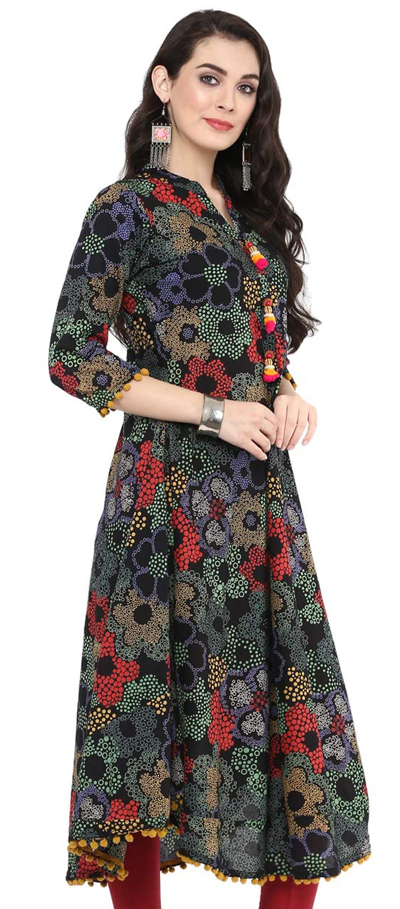 Yash Gallery Women's Cotton Printed Regular Fit Anarkali Kurta For Women (275Yk146Multi_Multi_X-Large) Multicolour - Image 2