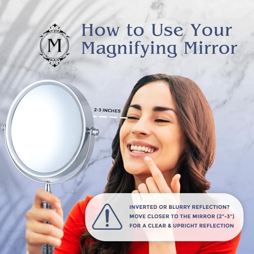 MIRRORVANA Large Double Sided 10X and 1X Magnifying Makeup Mirror with Stand in Gift Box, 15” Tall and 8” Wide - Image 4
