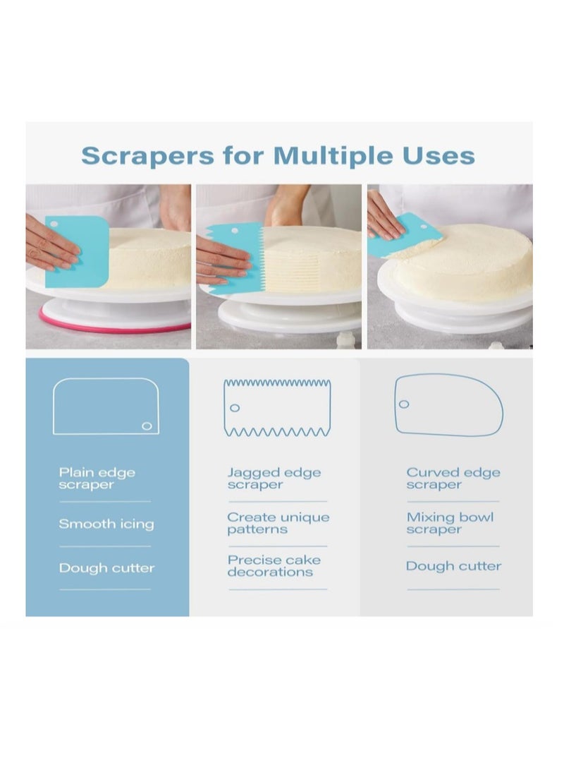 Yakumuz Piping Bags and Tips Set，Yakumuz 2 Pack 12 Inch Reusable Food Grade Icing Bags and Tips Set，18 pack Stainless Steel Icing Tips ，2 Couplers & 2 Bag Ties Include and 3 Cake Scraper - Image 3