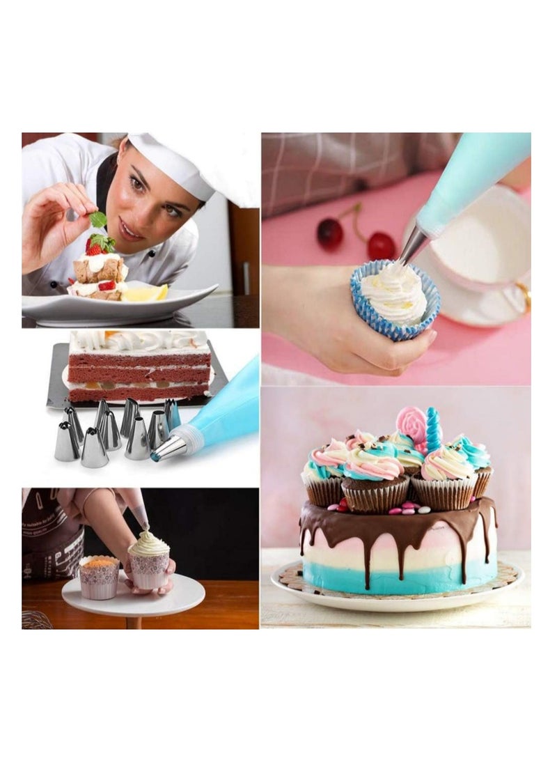 Yakumuz Piping Bags and Tips Set，Yakumuz 2 Pack 12 Inch Reusable Food Grade Icing Bags and Tips Set，18 pack Stainless Steel Icing Tips ，2 Couplers & 2 Bag Ties Include and 3 Cake Scraper - Image 5