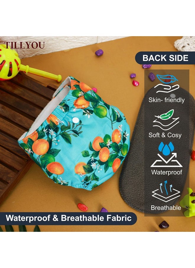 Novo Baby Leakage Proof Reusable Cloth Diaper With 5 Layer High Absorbent Pad | Reusable Nappies| Freesize For Kids 0-3 Yrs | Washable Diapers (Fruit)  - Image 5