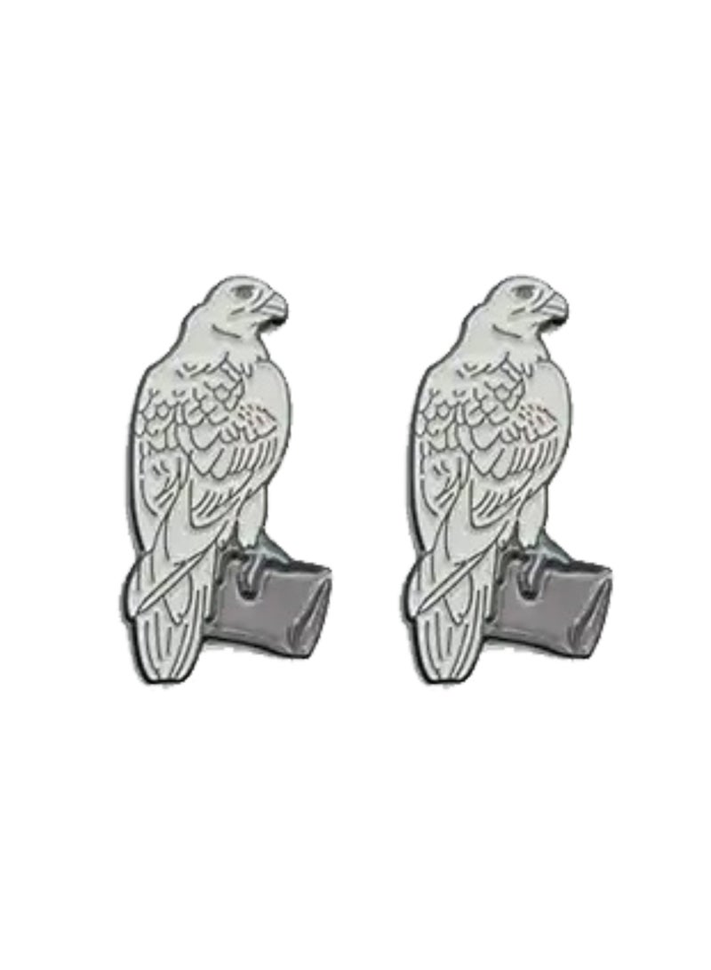 White Falcon Image Design 2D Sticker Badge Metal 2 Pcs 3cm - Image 1