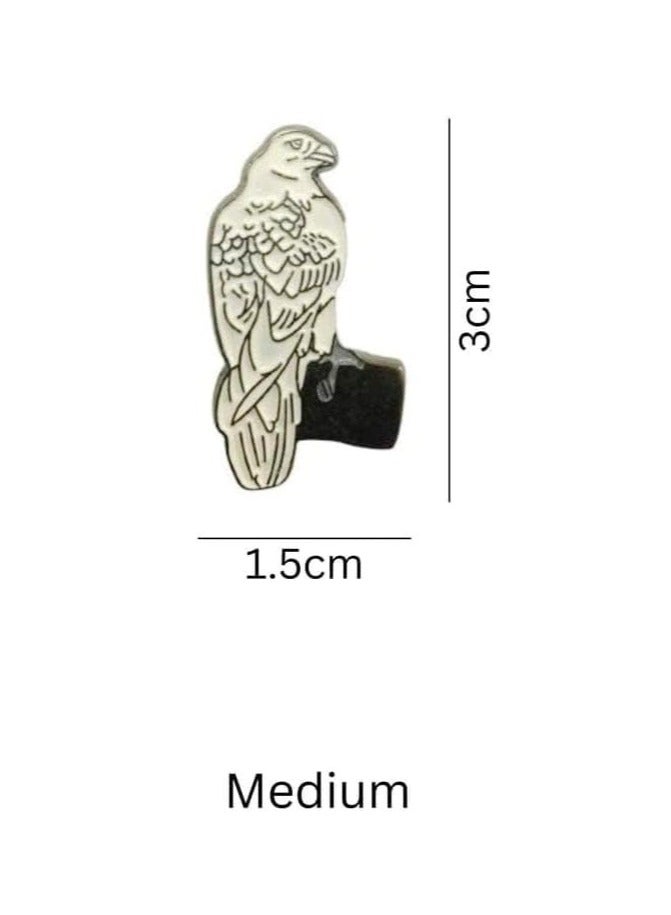 White Falcon Image Design 2D Sticker Badge Metal 2 Pcs 3cm - Image 2