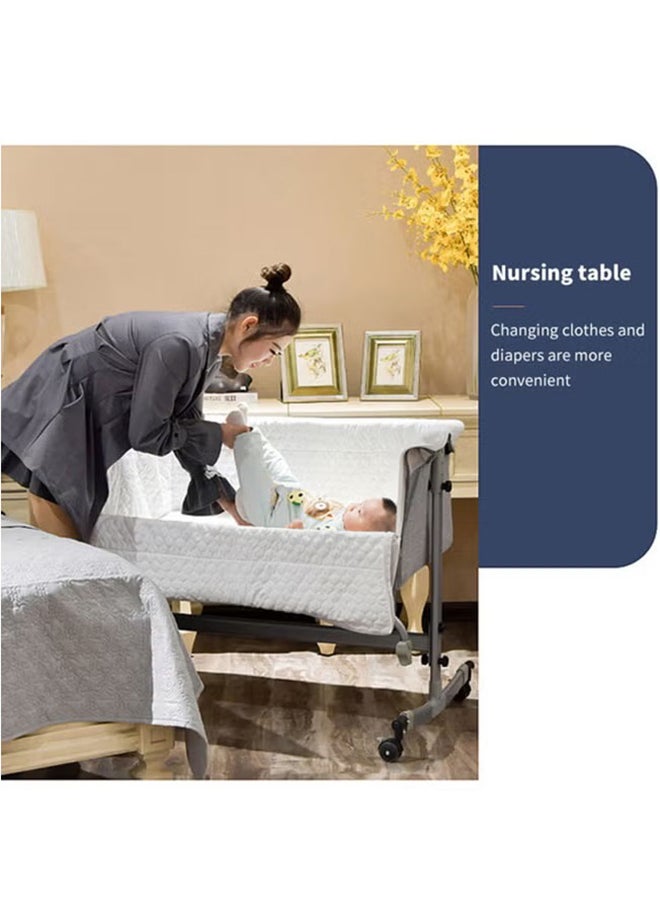 Arabest - 3 In 1 Baby Folding Crib Portable Cosleeping Bed With Adjustable Bedside And Sleeper Grey - Image 1