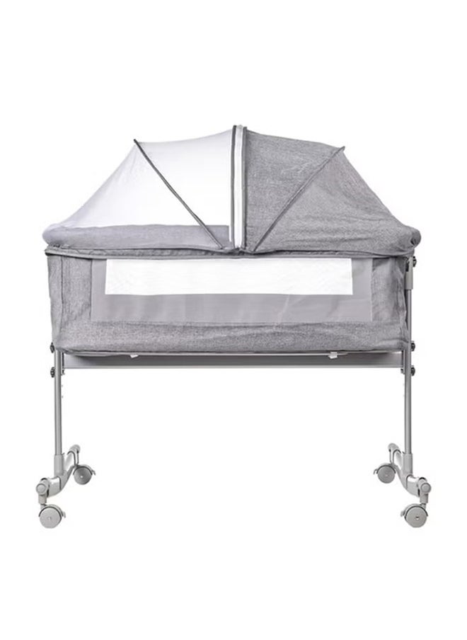 Arabest - 3 In 1 Baby Folding Crib Portable Cosleeping Bed With Adjustable Bedside And Sleeper Grey - Image 1