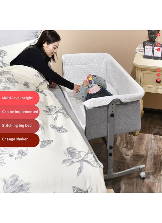 Arabest - 3 In 1 Baby Folding Crib Portable Cosleeping Bed With Adjustable Bedside And Sleeper Grey - Image 1