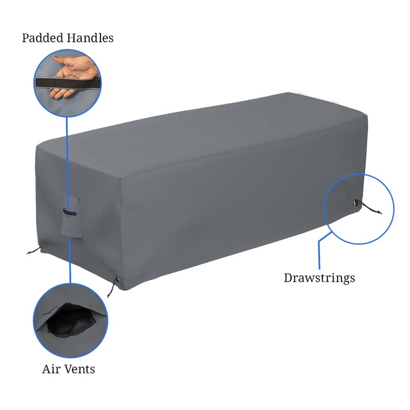 Covers & all Rectangular Fire Pit Cover, Rectangle shape, 12 Oz Waterproof UV & Weather Resistant, Patio Lawn Garden Backyard Outside, with Air Vents & Drawstrings (38"L x 28"W x 17"H Inches, Gray) - Image 4