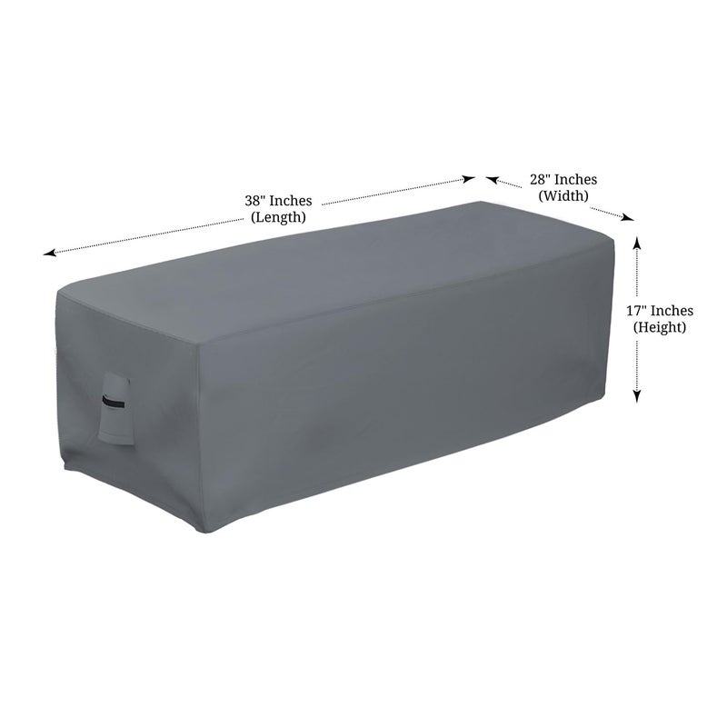 Covers & all Rectangular Fire Pit Cover, Rectangle shape, 12 Oz Waterproof UV & Weather Resistant, Patio Lawn Garden Backyard Outside, with Air Vents & Drawstrings (38"L x 28"W x 17"H Inches, Gray) - Image 2