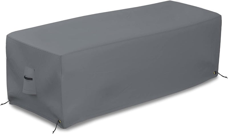 Covers & all Rectangular Fire Pit Cover, Rectangle shape, 12 Oz Waterproof UV & Weather Resistant, Patio Lawn Garden Backyard Outside, with Air Vents & Drawstrings (38"L x 28"W x 17"H Inches, Gray) - Image 1