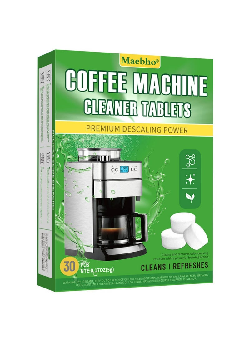 مايبهو 30-Count آلة قهوة نظافة أقراص، إزالة القشرة وإزالة الرائحة لجميع آلات صنع القهوة، آلات الإسبريسو، أقراص إزالة الرائحة التعبئة الفردية - Image 1