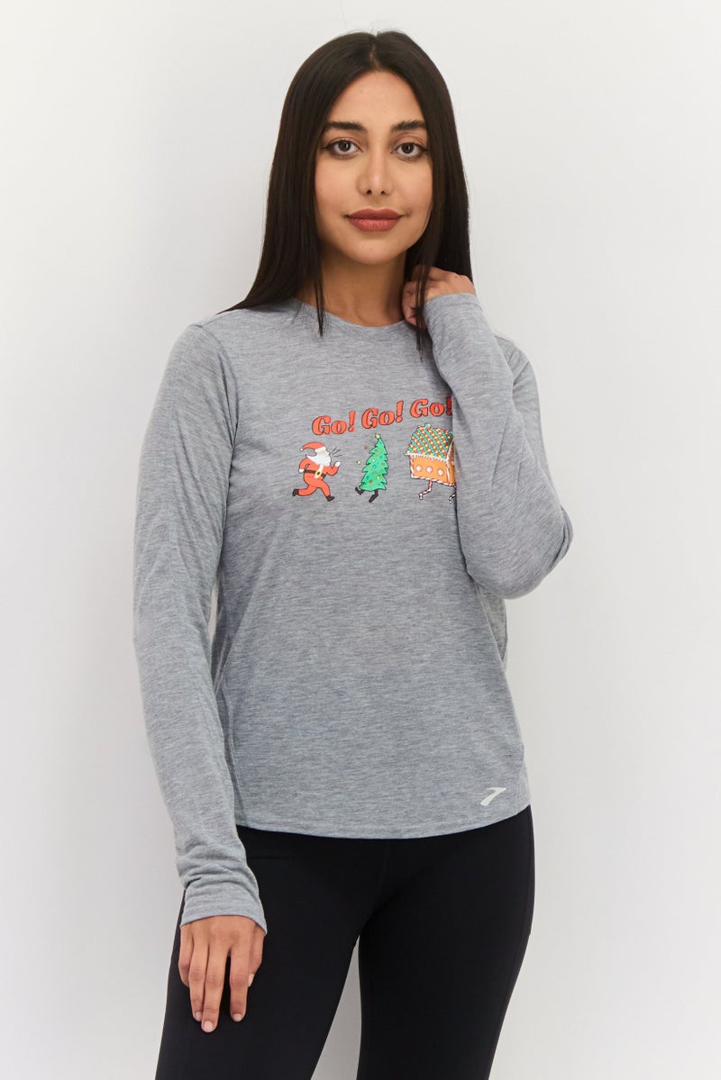 Brooks Women Sportswear Fit Long Sleeve Training Top, Grey - Image 1