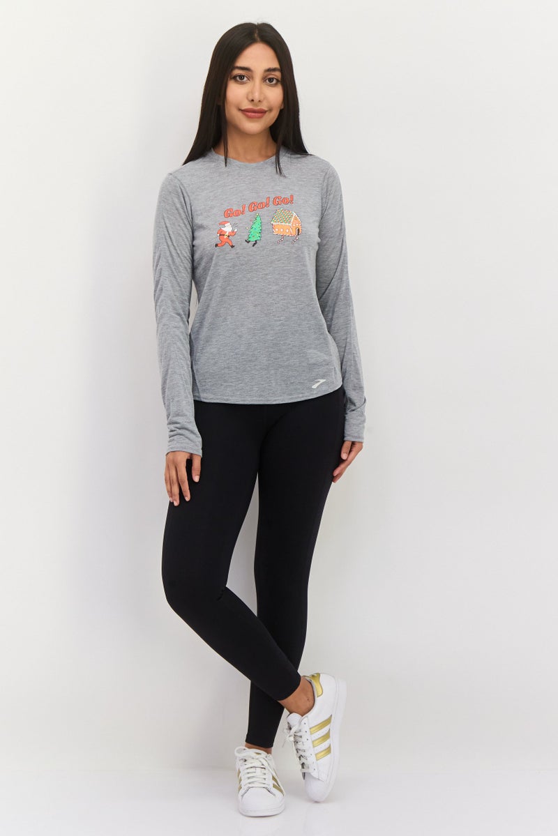 Brooks Women Sportswear Fit Long Sleeve Training Top, Grey - Image 4