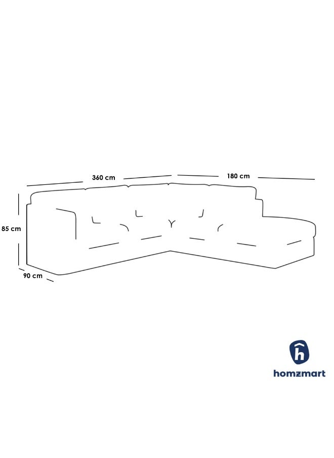 Homzmart Swedish Wood and Linen L-shape Sofa - Beige  - Image 2