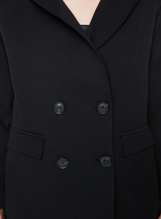 trendyol Black Regular Lined Buttoned Woven Blazer Jacket - Image 4