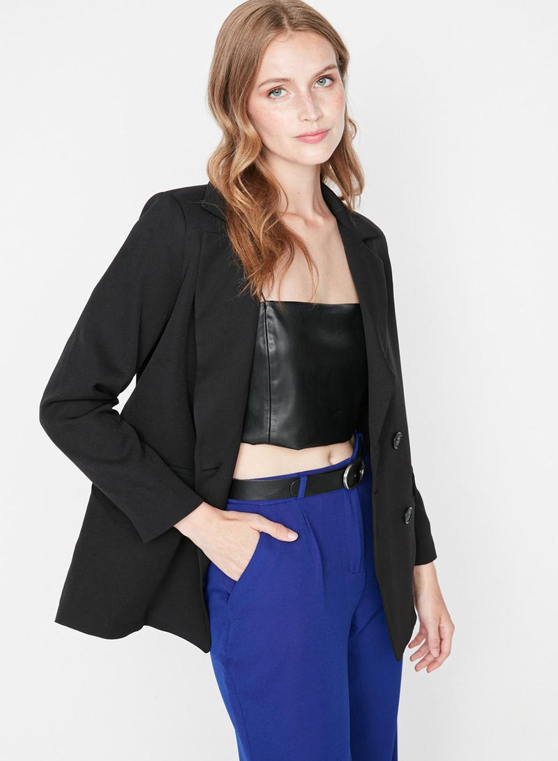 trendyol Black Regular Lined Buttoned Woven Blazer Jacket - Image 3