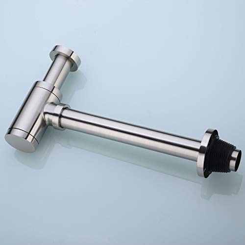 orhemus Brass Round Bottle P Trap, Basin Sink Waste Trap Drain Tube Kit Adjustable Height, Brushed Nickel Finished - Image 2