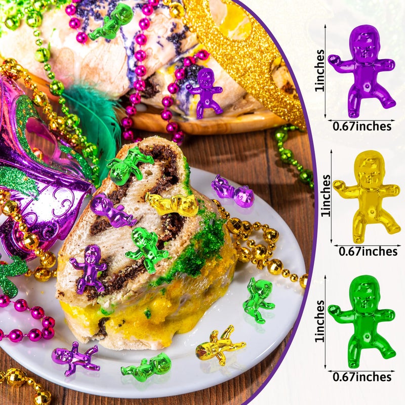 Blowata 24 PCS King Cake Babies, 1 Inch Plastic Babies for Mardi Gras, Purple Green Gold Tiny Plastic Baby for Baby Shower Favors Ice Cube Game for Mardi Gras Party Decorations - Image 2