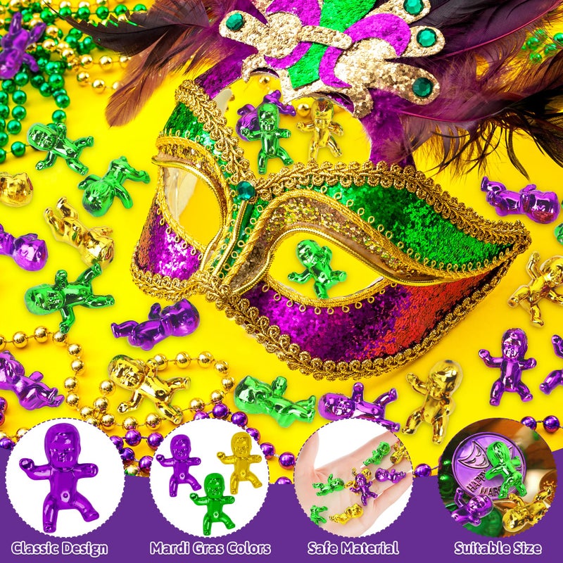 Blowata 24 PCS King Cake Babies, 1 Inch Plastic Babies for Mardi Gras, Purple Green Gold Tiny Plastic Baby for Baby Shower Favors Ice Cube Game for Mardi Gras Party Decorations - Image 3