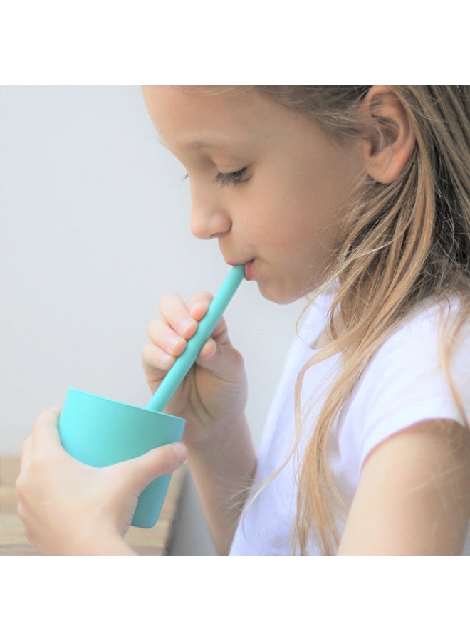 Minikoioi Flexi Straws  3pcs And Brush  Mineral Blue - Image 1