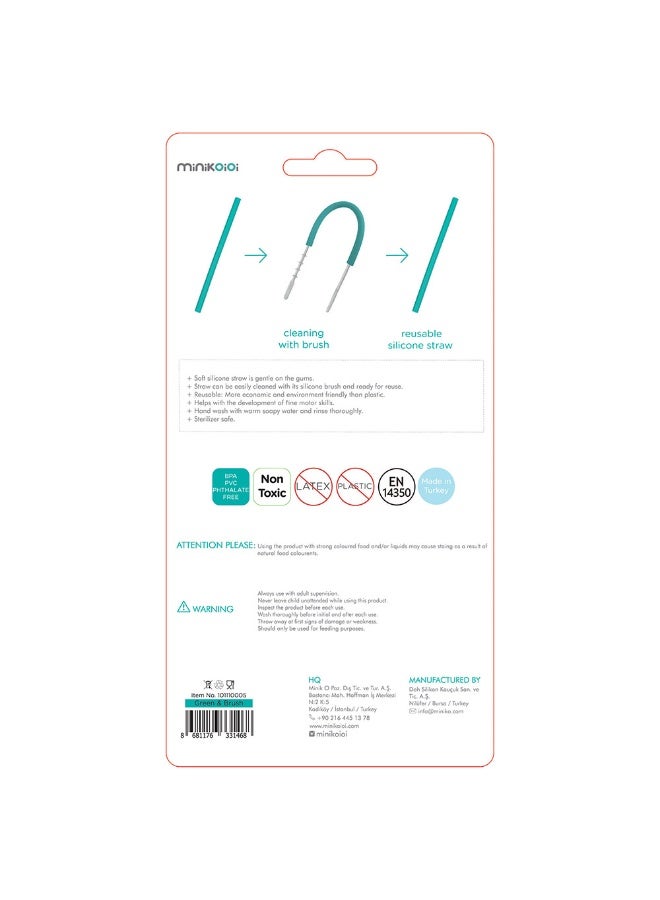 Minikoioi Flexi Straws  3pcs And Brush  Mineral Blue - Image 2
