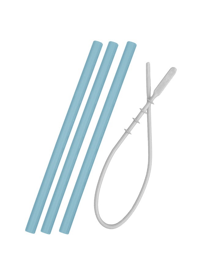 Minikoioi Flexi Straws  3pcs And Brush  Mineral Blue - Image 3