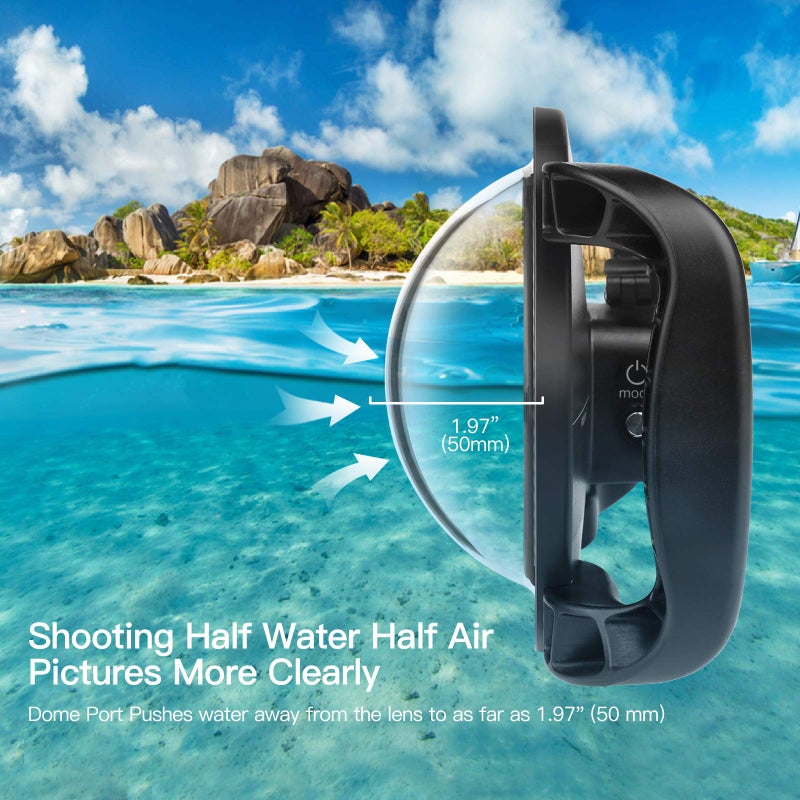 SHOOT Dome Port for GoPro Hero 13/12/11/10/9 Black - Upgraded Coating Film for Anti-Scratch, Dual Handle Stabilizer Floating Grip, Overall Waterproof Case - Shoot Over Underwater Photos/Videos - Image 2
