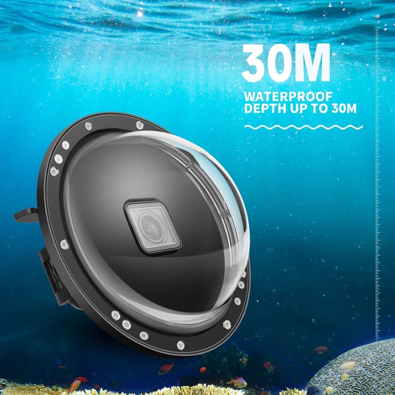 SHOOT Dome Port for GoPro Hero 13/12/11/10/9 Black - Upgraded Coating Film for Anti-Scratch, Dual Handle Stabilizer Floating Grip, Overall Waterproof Case - Shoot Over Underwater Photos/Videos - Image 5