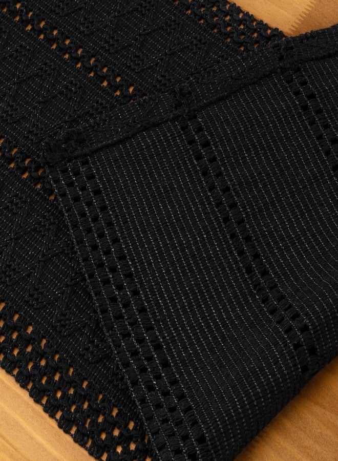 MLMC Black Boho Table Runner Farmhouse Macrame Woven Table Runner 36 inch Long Rustic Cotton Linen Blend Table Decor for Dinning Kitchen Wedding Bridal Shower Eveyrday Use 12x36 Inch - Image 5