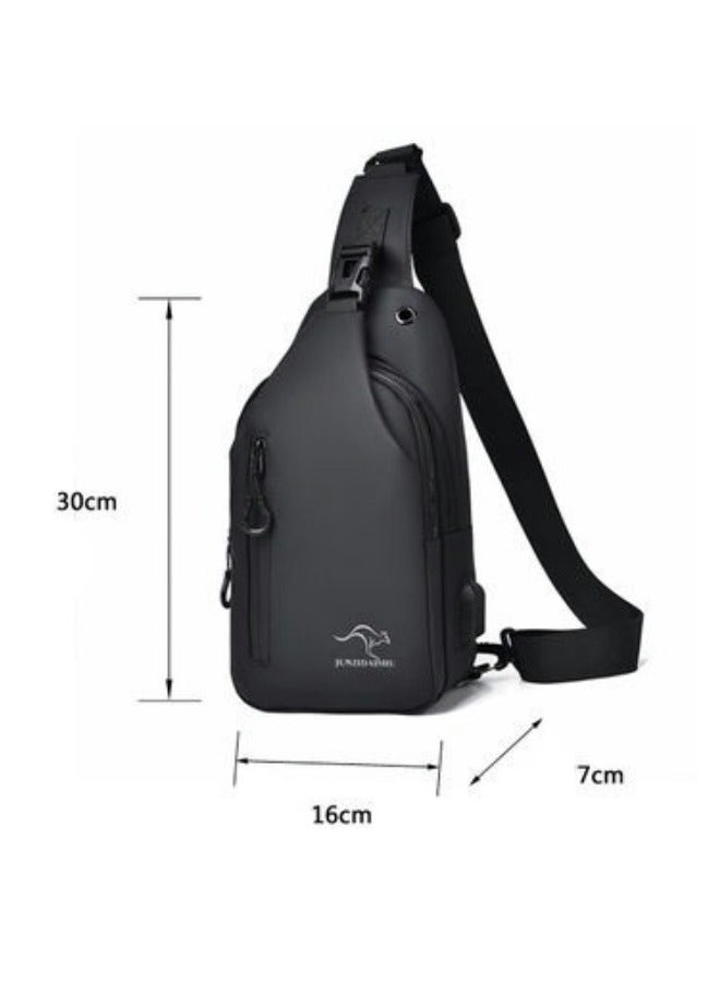 XiuWoo Anti Theft Sling Bag for Men, USB Charging Sport Sling Anti-Theft Shoulder Bag, Waterproof Chest Bag Motorcycle Bag Usb Charging Messenger Sling Shoulder Bags Backpack With Adjustable shoulder Strap  - Image 2