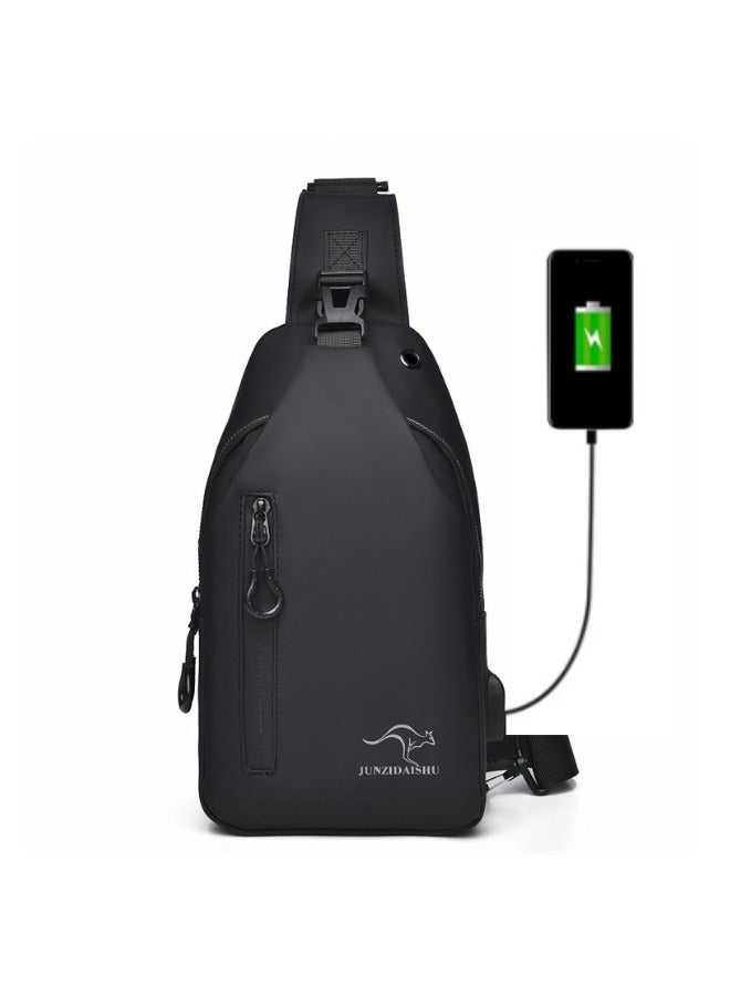XiuWoo Anti Theft Sling Bag for Men, USB Charging Sport Sling Anti-Theft Shoulder Bag, Waterproof Chest Bag Motorcycle Bag Usb Charging Messenger Sling Shoulder Bags Backpack With Adjustable shoulder Strap  - Image 1