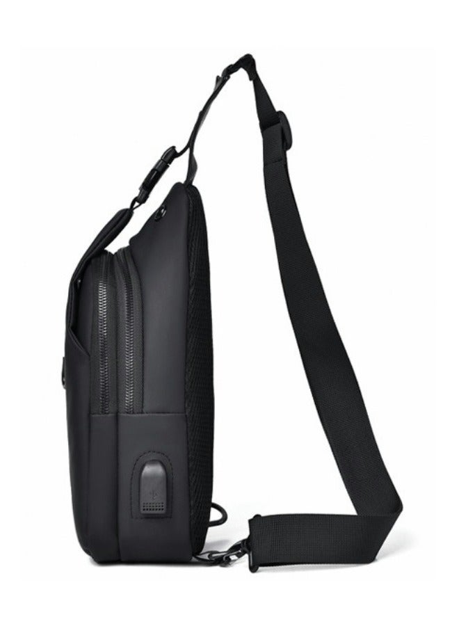 XiuWoo Anti Theft Sling Bag for Men, USB Charging Sport Sling Anti-Theft Shoulder Bag, Waterproof Chest Bag Motorcycle Bag Usb Charging Messenger Sling Shoulder Bags Backpack With Adjustable shoulder Strap  - Image 4