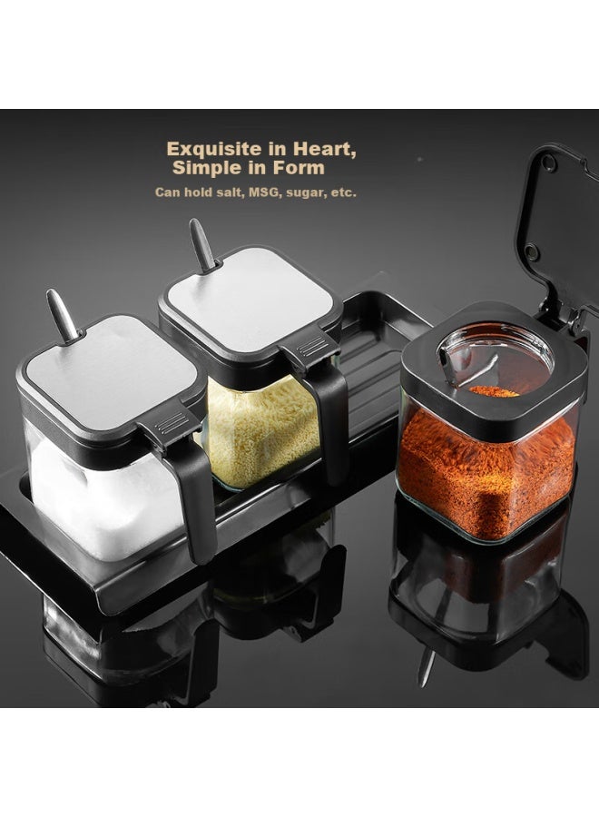 Bj Seasoning Container Set, Glass Spice Jars For Home Use, Kitchen Salt Shakers, Condiment Bottles, Seasoning Boxes, 3-piece Set - Image 3