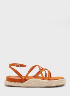Strappy Faux Suede Flat Sandals