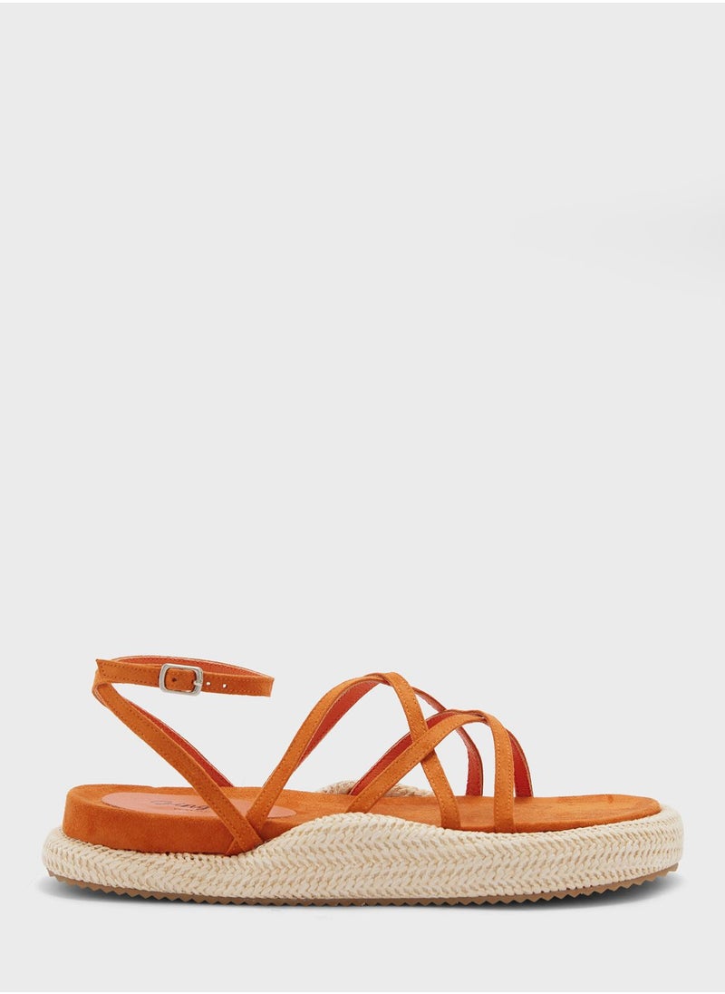 Ginger - Strappy Faux Suede Flat Sandals - Image 1