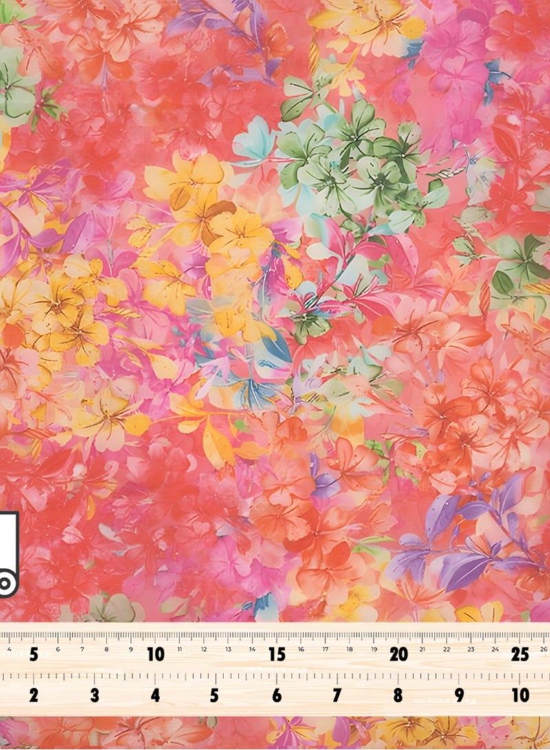 Vellato Al Lail Aramny Silk Fabric By The Yard Vibrant Floral Design Pink Yellow Jalabiya Makhweer Dressmaking 58 Inches Width - Image 4