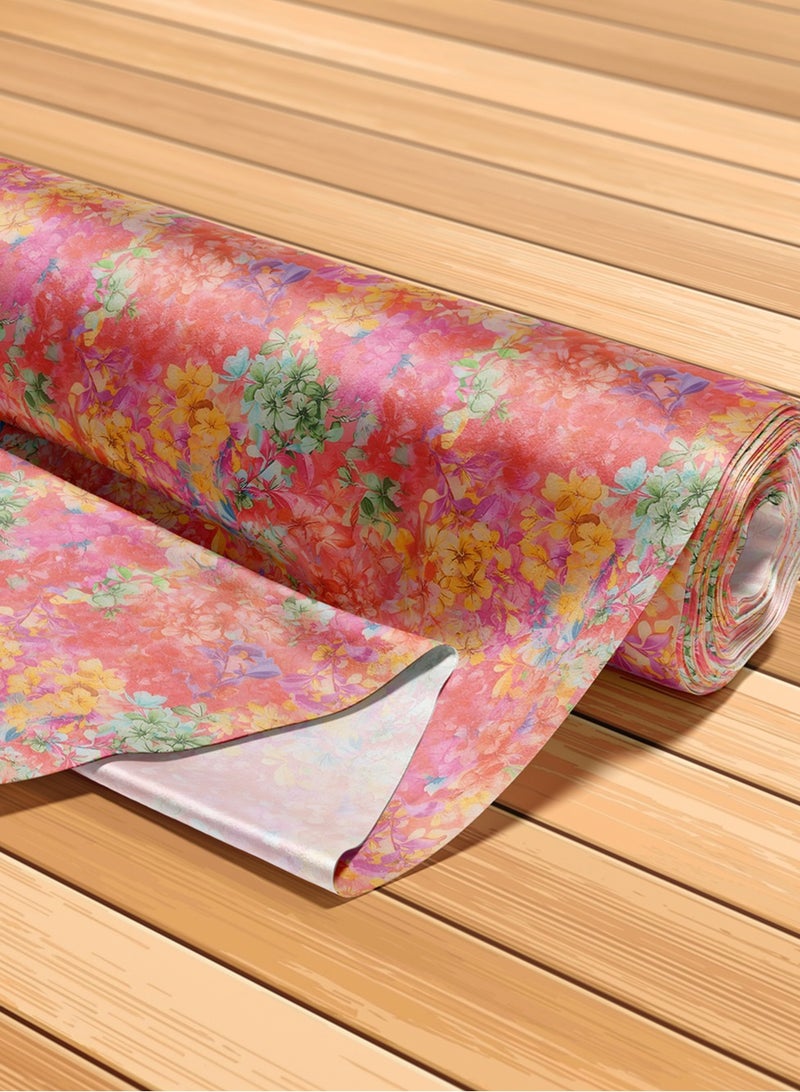 Vellato Al Lail Aramny Silk Fabric By The Yard Vibrant Floral Design Pink Yellow Jalabiya Makhweer Dressmaking 58 Inches Width - Image 5