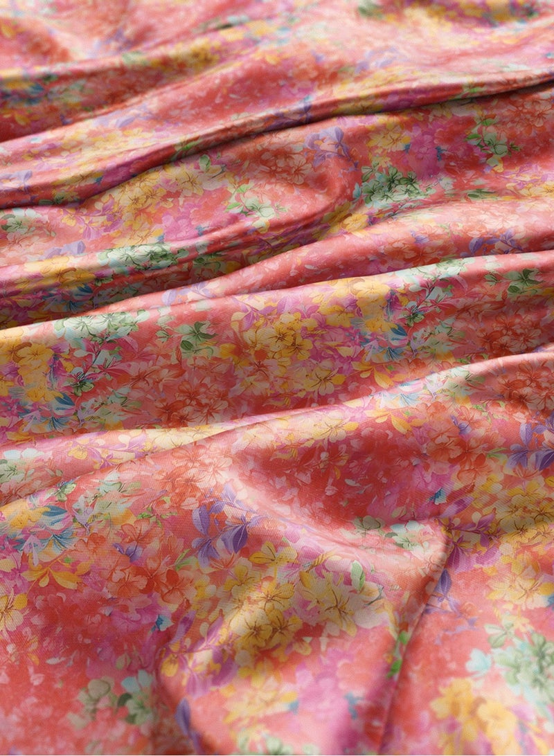 Vellato Al Lail Aramny Silk Fabric By The Yard Vibrant Floral Design Pink Yellow Jalabiya Makhweer Dressmaking 58 Inches Width - Image 3