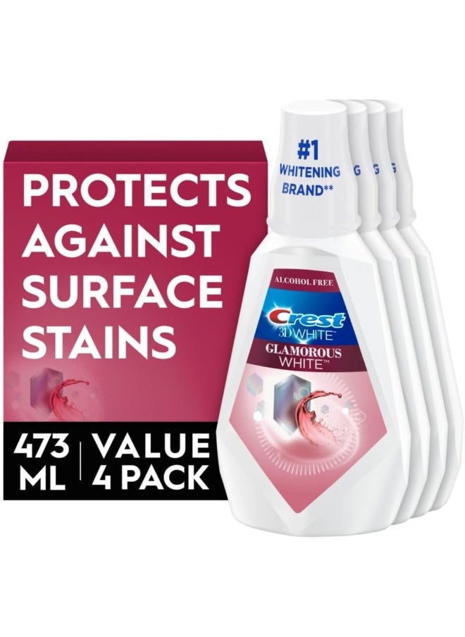 Crest 3D White Glamorous White MouthwashAlcohol Free Multi-Care Whitening MouthwashArctic Mint16 Fl Oz (473 Ml) Pack Of 4  - Image 1