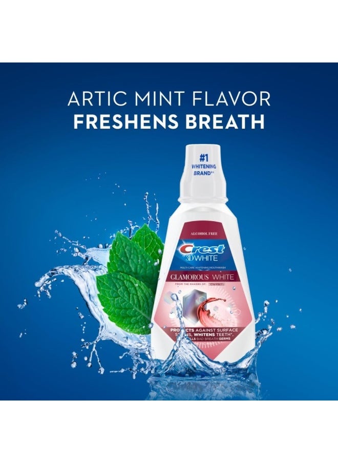 Crest 3D White Glamorous White MouthwashAlcohol Free Multi-Care Whitening MouthwashArctic Mint16 Fl Oz (473 Ml) Pack Of 4  - Image 3
