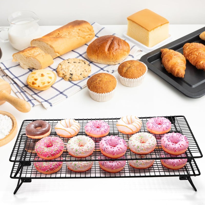 Kingrol 2-Piece Cooling Rack with Collapsible Folding Legs - for Cooking, Roasting, Drying, Grilling (Black) - Image 5
